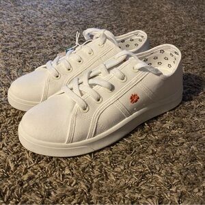 Tommy Bahama White Canvas Sneakers Shoes Memory Foam Womens 7.5 Peach Flower